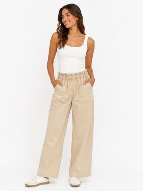 Anthropologie XS Paperbag Cargo Pants Beige Small Stains, see Photos Read